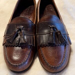Cole Haan Two-Tone Brown Leather Loafers with Tassels